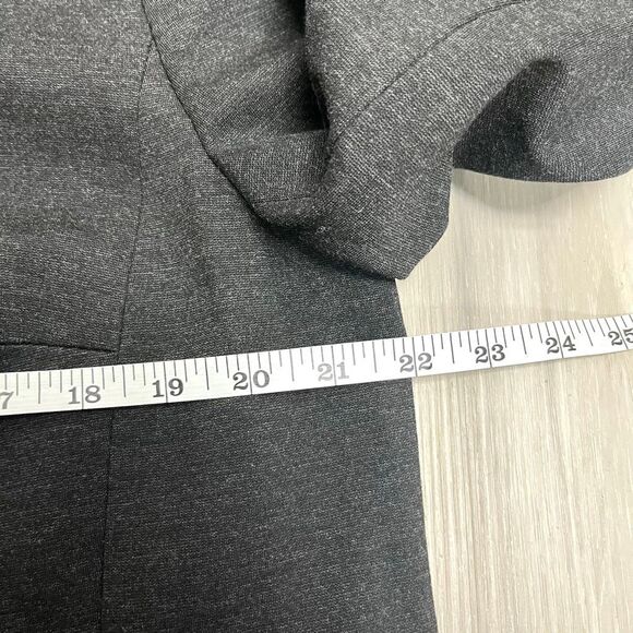 Talbots Blazer Women’s 16 Dark Gray Italian Luxe Knit Tipped Open Front Long Sle - Picture 6 of 8